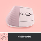 Logitech - Lift Souris Ergonomique Verticale - Rose-Les pièces en plastique de Lift contiennent du plastique post-consommation certifié recyclé (Graphite: 70%, Rose et Off-white: 54%; hors plastique dans le récepteur, la batterie, le circuit imprimé (PWA), le câble FFC et l'emballage)
