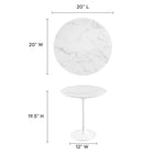 Modway - Lippa Rond de 20 po Faux marbre Table d’appoint - Blanc blanc-Table en marbre artificiel