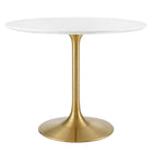 Modway - Lippa Rond de 36 po Bois Table à manger, Or Blanc-Table à manger moderne