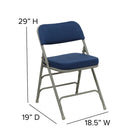 Chaise pliante HERCULES à triple entretoise et double charnière en métal et tissu marine-Patins glisseurs non marquantes