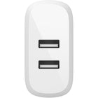 Belkin - Chargeur secteur double USB-A 24 W (12 W x 2), blanc-Ce chargeur mural USB Belkin est optimisé pour recharger vos appareils électroniques à des vitesses accrues