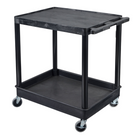 Luxor – Chariot à dessus plat et tablette inférieure de style bac, noir, (TC21-B)-Fait de plastique moulé de mousse structurée en polyéthylène haute densité