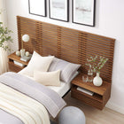 Modway - Render Ensemble 6 pièces : Tête de lit Simple murale et tables de chevet modernes - Noyer-Stratifié lisse à grain de bois