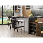 Manhattan Comfort - Tabouret de bar klismos 20" style milieu du siècle moderne, rembourré en similicuir ivoire et noyer foncé, lot de 2-Fabriqué en bois de hêtre avec une riche finition en noyer