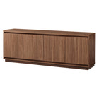 Hudson&Canal - Meuble TV Presque pour téléviseurs jusqu'à 75" - Noyer satiné-Le dessus a une capacité de poids de 75 lb, les étagères inférieures peuvent supporter 25 lb chacune