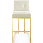 Modway - Privy Acier inoxydable doré Performance Velvet Tabouret de bar - Ivoire d’or-Aucune assemblée requise