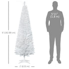 HOMCOM - Sapin de Noël artificiel 6' mince - décoration de fête - blanc-390 branches d'arbres offrent amplement d'espace pour les ornements décoratifs 
