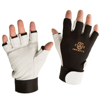 IMPACTO® BG401 Moyen Paire Gant Air Glove® Antivibrations, demi-doigts, coussinet à Air paume/doigts/pouce, paume cuir doux-1