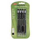 Staples - Aura Stylos à encre gel pointe rétractable – 0,7 mm – noir – paquet de 4-Encre gel lisse pour une écriture sans effort