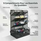 ShoppingAll - Organisateur de bureau Mesh avec 9 compartiments-Tiroir coulissant pour trombones, épingles et cartes, tout reste visible