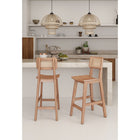 Manhattan Comfort - Versailles tabouret de comptoir style industriel 15,75" - nature - lot de 2-Canne fine naturelle fabriquée à partir de rotin de bois authentique