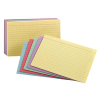 Staples - Fiches Lignées - 4 po x 6 po - Assorties - Paquet de 250-Couleurs pastel assorties