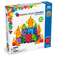 Magna-Tiles - Ensemble de construction magnétique Combo 46 pièces-Ce Qui Est Inclus: 4 triangles droits mircoMAGS, 6 triangles équilatéraux mircoMAGS, 8 carrés mircoMAGS, 8 triangles isocèles mircoMAGS, 2 triangles droits, 4 triangles isocèles, 6 triangles équilatéraux, 8 carrés. 