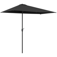 Outsunny - Parasol de patio demi-lune avec 5 baleines - 8 pi - noir-Auvent en polyester résistant aux UV pour une meilleure protection solaire à l'extérieur