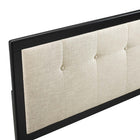 Modway - Draper Touffe Tissu et bois Tête de lit Queen, Noir beige-Bouton touffé