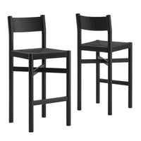 Modway - Alvia Bois Tabouret de bar avec siège tissé Ensemble de 2 - Noir-Tabouret de bar en bois massif