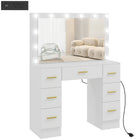 HOMCOM - Coiffeuse avec miroir - 39,4 po L x 15,7 po l x 53,9 po H - blanc-12 ampoules LED blanc chaud amovibles pour une véritable ambiance glamour hollywoodienne 