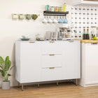 HOMCOM - Buffet 47,2 po L - blanc-Étagère réglable à 3 niveaux pour accueillir des objets de différentes hauteurs 