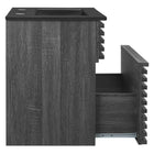 Modway - Render Fixation murale de 18" Vanette de salle de bain - Noir charbon-Tiroir à extension complète