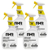 RMR Solutions - Nettoyant pour baignoires et carreaux - 946 ml (paquet de 4)-L'action moussante du Nettoyant pour baignoires et carreaux RMR vous donne non seulement un meilleur contrôle sur l'endroit où vous vaporisez, mais elle agit également comme un agent de surface (tensioactif) supplémentaire pour adhérer fermement aux surfaces de salle de bain plus complexes.