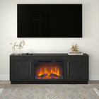 Hudson&Canal - Meuble TV Tillman avec foyer à bûches de 26 po pour téléviseurs jusqu'à 75 po - Grain noir-Fabriqué à partir de matériaux MDF robustes en grain noir