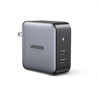UGREEN - Chargeur Rapide 100W GaN 2x USB-C-Charge à Haute Vitesse: Connectez un seul appareil USB-C pour obtenir une charge maximale de 100W, offrant une charge rapide et efficace pour les ordinateurs portables, tablettes et téléphones. Rechargez complètement un MacBook Pro 16 pouces en seulement 1,9 heures.