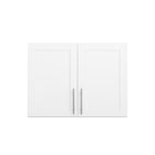 Prepac - Cabinet de rangement mural Elite 32 po avec portes à panneaux, cabinet de garde-manger avec 1 étagère ajustable - Blanc-Poignées élégantes en métal brossé