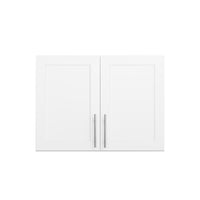 Prepac - Cabinet de rangement mural Elite 32 po avec portes à panneaux, cabinet de garde-manger avec 1 étagère ajustable - Blanc-Poignées élégantes en métal brossé