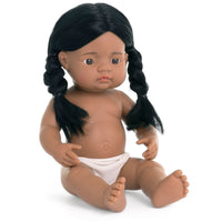 Miniland - Poupée bébé anatomiquement correcte de 15 pouces - Fille amérindienne - Ensemble de 2-Poupée anatomiquement correcte avec tête, bras et jambes articulés