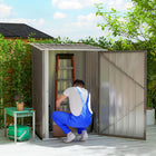 Outsunny - Remise de jardin 3,3 pi x 3,4 pi avec porte verrouillable, brun-La structure en acier est robuste et résistante à la rouille 