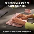 Logitech - Wave Keys clavier ergonomique sans fil - Rose-Plus de soutien des paumes, moins de pression: un repose-poignets rembourré avec mousse à mémoire de forme vous soutient tout au long de la journée et soulage vos poignets 