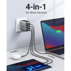 UGREEN - Chargeur Rapide 100W GaN - 3x USB-C/1x USB-A-Station de charge USB à 4 ports : Équipée de 3 ports USB-C et d'un port USB-A standard. Lorsque vous connectez 4 appareils, la puissance est distribuée efficacement entre les deux ports pour garantir une charge optimale.