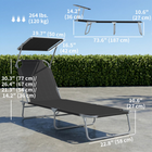 Outsunny - Chaise longue d’extérieur - chaise longue pliante réglable - noir-Auvent amovible et ajustable pour une protection solaire adaptée