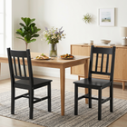 HOMCOM - Chaises de cuisine avec dossier à lattes en pin et structure en bois - noir - paquet de 2-Dossiers hauts et confortables, avec des lattes 