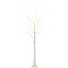 HOMCOM - Arbre de bouleau artificiel lumineux 6 pi avec 96 LED blanc chaud - blanc-Lumières LED blanches chaudes pour décorer l'arbre avec une texture d'écorce de bouleau réaliste 