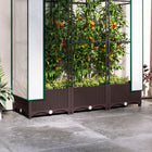 Outsunny - jardinière surélevée 47 po L x 16 po l x 50 po H avec treillis - brun-Les trous de drainage et les bouchons empêchent l’accumulation d’eau
