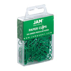 JAM Paper - Trombones standard colourés - taille standard 2 -5 cm - verts - paquet de 100- Trombones de qualité supérieure fabriqués à partir de fil d'acier recouvert de vinyle de haute qualité