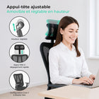 MotionGrey - MC3 Chaise de bureau ergonomique à dossier haut avec accoudoirs réglables - Noir-Base robuste, roulettes silencieuses et vérin certifié – Conçue pour durer avec une base en nylon renforcée à 5 branches, des roulettes de 50 mm à roulement fluide et un vérin à gaz certifié SGS et BIFMA, assurant stabilité, performance fiable et sécurité