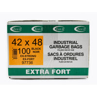 Eco II - Sacs à ordures - 42 po x 48 po - extra fort - noir - paquet de 100 -42 po x 48 po