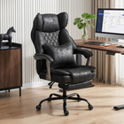 HOMCOM - Fauteuil de bureau exécutif avec repose-pieds et assise large - noir-Rembourrage épais, ressorts ensachés, mousse haute densité, appui-tête intégré et coussin lombaire pour un confort optimal en position assise