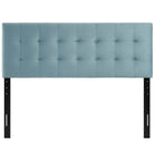 Modway - Lily Biscuit Touffé Performance Velvet Tête de lit Queen, Bleu clair-Hauteur ajustable de 45 » à 52,5 »