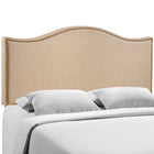 Modway - Curl Nailhead Tapis Tête de lit Queen, Café-Rembourrage en lin fin