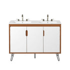 Modway - Energize Double évier 48" Vanette de salle de bain - Blanc cerise-Assemblée requise