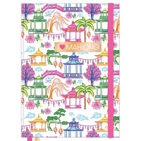 Hilroy - Journal blanc Mahjong, 6 po l x 8 po H, Ligné, blanc, 80 feuilles-Couverture rigide durable avec estampage doré