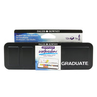 Daler-Rowney - Ensemble de 12 demi-godets de voyage pour peinture aquarelle Graduate - Couleurs assorties-Le cadeau ultime pour les amateurs d'aquarelle - Plongez dans un monde de teintes vives soigneusement organisées dans un étui portable, complet avec des plateaux de mélange, des compartiments à eau et un pinceau rond pratique pour peindre en plein air. Que ce soit pour créer des chefs-d'oeuvres à la maison, de siroter un café dans un café branché, d'assister à un cours d'art ou d'explorer les grands esp