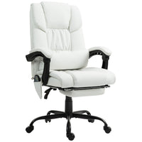 Vinsetto - Chaise de bureau de massage avec vibrations 6 points et repose-pieds - blanc-Six points de massage par vibrations avec 5 modes et 2 intensités pour détendre votre corps
