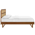 Modway - Sidney Canne et bois Lit à plateforme complet avec pieds angulaires, Noyer-Construction en bois, MDF et placage