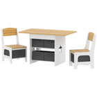 Qaba - Ensemble table et chaises pour enfants 3 pièces avec 6 tiroirs amovibles - naturel-Un plateau spacieux pour des jeux créatifs et des activités d'apprentissage sans fin  
