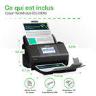 Epson - Scanneur de documents couleur recto verso sans fil WorkForce ES-590W-Gestion puissante des fichiers - numérisation des documents directement vers des fichiers PDF, Word et Excel et plus encore, prise en charge de presque tous les flux de production des documents