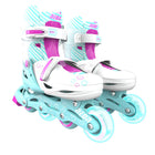 Yvolution - Neon Patins à roues alignées Combo - 3 à 6 - Sarcelle/Rose-Taille ajustable. Profitez de la polyvalence de nos patins Combo, réglables du 3 à 6. Changer de pointure est un jeu d'enfant. Il suffit d'appuyer sur le bouton pour déplacer l'embout intérieur de la chaussure d'avant en arrière et d'augmenter ou de diminuer la pointure selon vos besoins. Trouvez le maintien idéal pour vos aventures de patinage.
